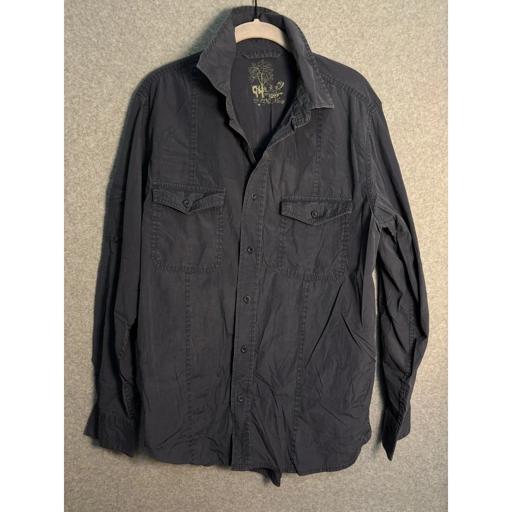 Vintage Cargo Old‎ Navy Utility Button Up Shirt Jacket Men's M Black 100% Cotton